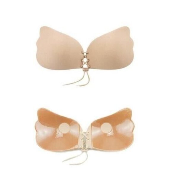 Women's Self-Adhesive Invisible Bra White/Beige Strapless Backless Push Up Bra B - Picture 1 of 14